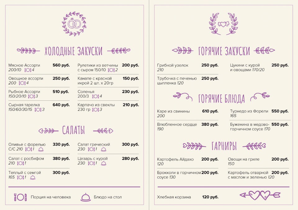 свадебное меню банкетный зал остров студия ма-ли 740-15-26